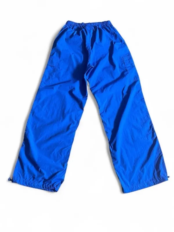 PINK Victoria’s Secret Electric Blue Parachute Pants Wide-Leg Cargo Pants Sz XL - Image 3