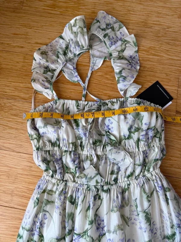 En Saison Charleston Floral Ruffle Midi Dress Natural Indigo NWT M - Image 11