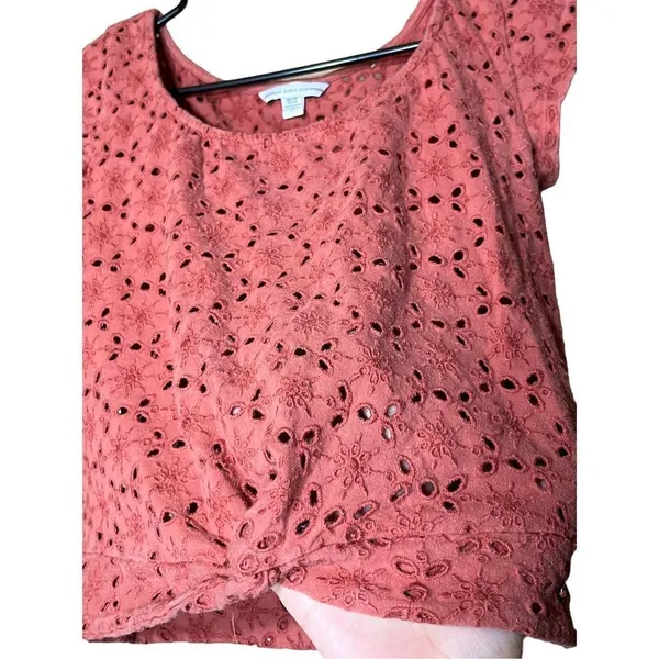 American Eagle Cut Out Flower Eyelet Lace Crop‎ Top Size XS - Image 3