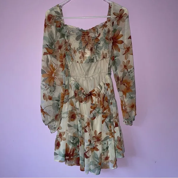 Lush Size Small Layla Mini Dress Babydoll Boho Floral Tiered Skirt Cottage - Image 9
