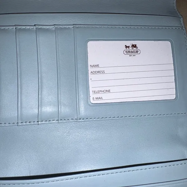 Coach Leather Accordion Card Wallet - Light Blue‎ - Image 6