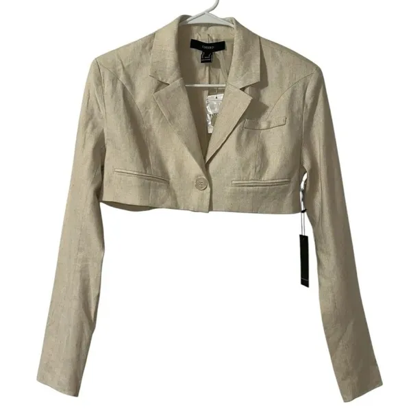 Forever 21 Beige Cropped Blazer(Size Small) - Image 5