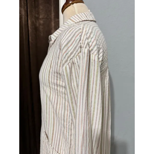Free People Striped Tunic Shirt‎ Womens XS Long Sleeve Boho Split Neck Pullover - Image 14