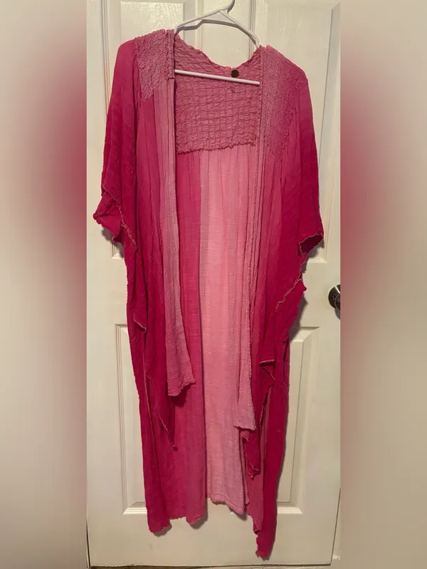 Free People Womens XS/S Pink Ombre Duster Kimono Beachy Coastal Festival Boho - Image 3