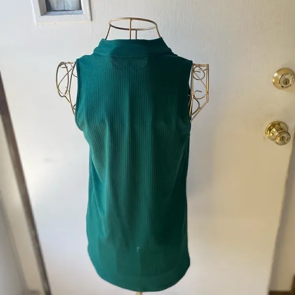 Doe & Rae Emerald Green Ribbed Choker Cutout Sleeveless Top Size Small Teal Y2K - Image 7