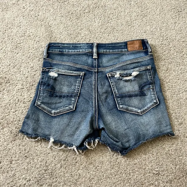 American Eagle hi rise‎ shortie Jean shorts size 4 - Image 8