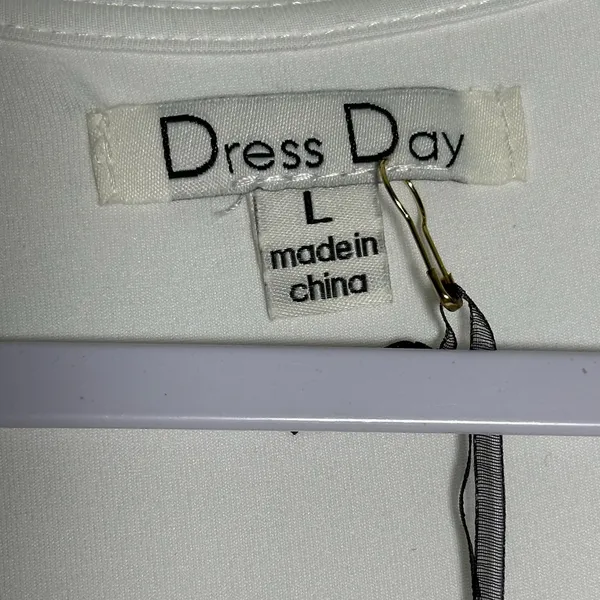 Dress Day White Maxi Dress‎ Womens Large V Neck Empire Waist Flowy Boho Formal - Image 3
