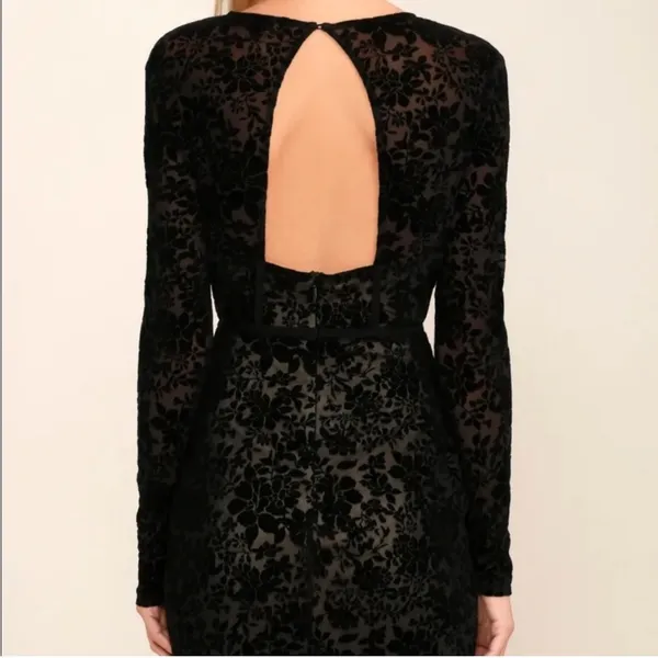 LULU’S Cor-Set to Go Black Burnout Velvet Print Dress X-Small - Image 2