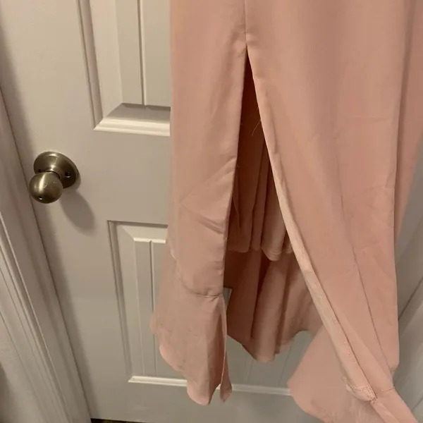 Show Me Your Mumu Square Neck Fitted Bodice Dress Size Small Blush Color Ties - Image 4
