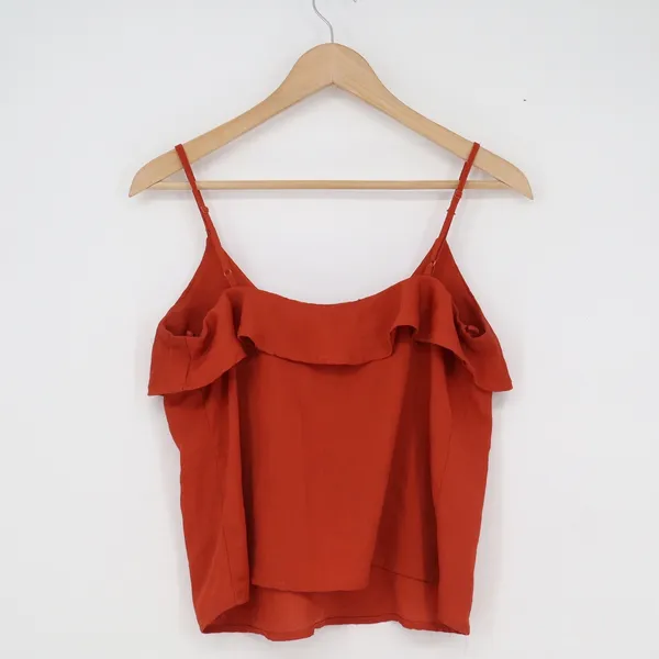 One Clothing Los Angeles Burnt Orange Ruffle Tassel Tie Camisole Top - Image 4