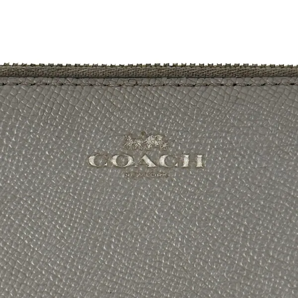 Coach F58032 Corner Zip Wristlet Crossgrain Leather Wallet Gray Small - Image 5