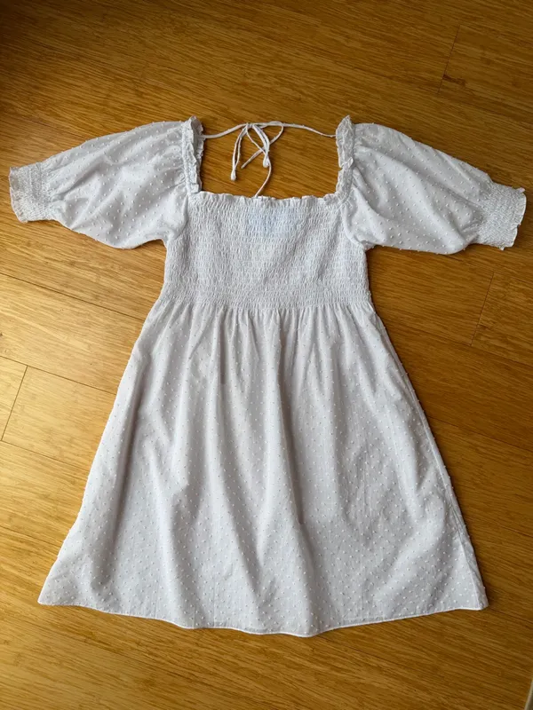 Hill House Home Athena Nap Dress White Swiss Dot Cotton Mini XS - Image 3