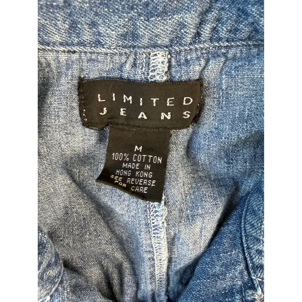 Limited Jeans Womens Vintage Blue Denim Vest Button Front Zipper Pocket Size M - Image 2