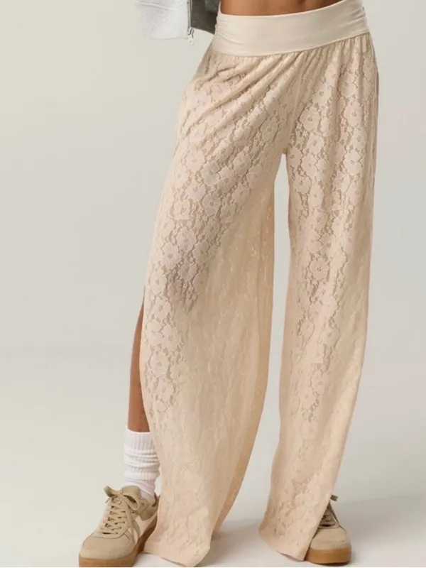 Offline by Aerie Go With the Flow Lace Split Leg Pants Cream S|P - Image 5
