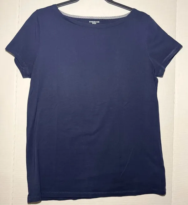 Jones New York Sport T-Shirt Size L Navy Blue Short Sleeve Scoopneck Tee - Image 5