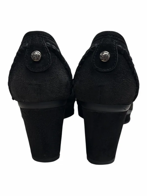Stuart Weitzman Black Suede Bow Loafer Pumps - Image 4