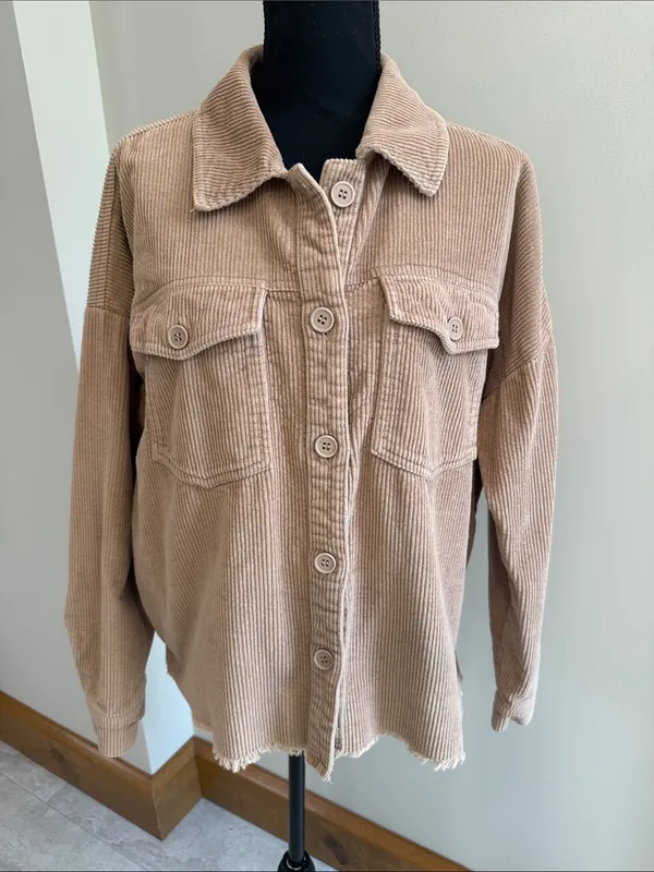 Empyre Aria Tan Corduroy Shirt Jacket shacket Size Small - Image 5