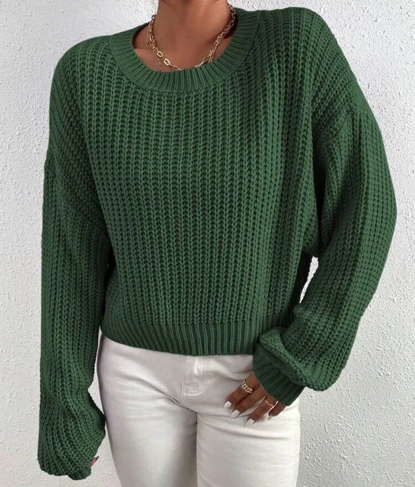 SheIn Frenchy Solid Ribbed Knit Drop Shoulder Sweater - Image 2