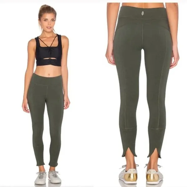 Free People Virgo Cropped Legging Khaki Green‎ - Image 2