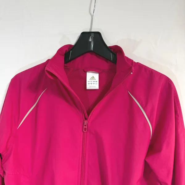 Y2K Adidas Womens Fuchsia Pink Full Zip‎ Windbreaker Track Jacket Size Medium - Image 4