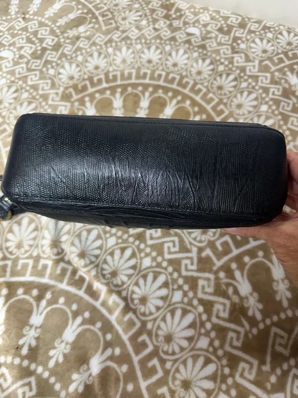 Brahmin Black Croc-Embossed Shoulder Bag with Gold Hardware - Image 3