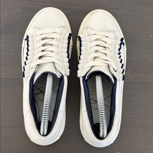 Tory‎ Burch Sport White Leather Ruffle Low Top Sneakers Lace Up Size 7 - Image 5
