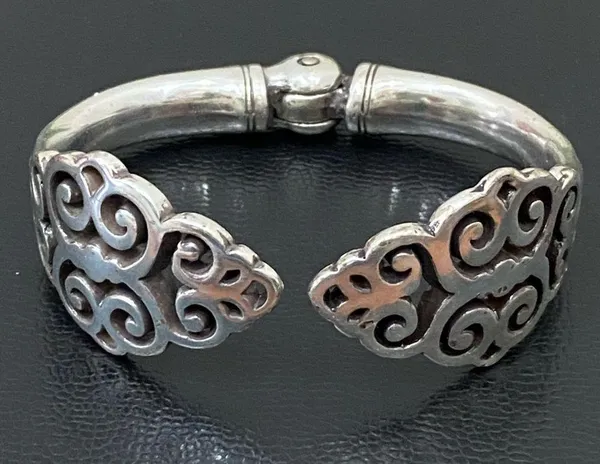 Vintage Retired BRIGHTON Filigree Hinged Cuff Bangle Bracelet 49.5g - Image 8