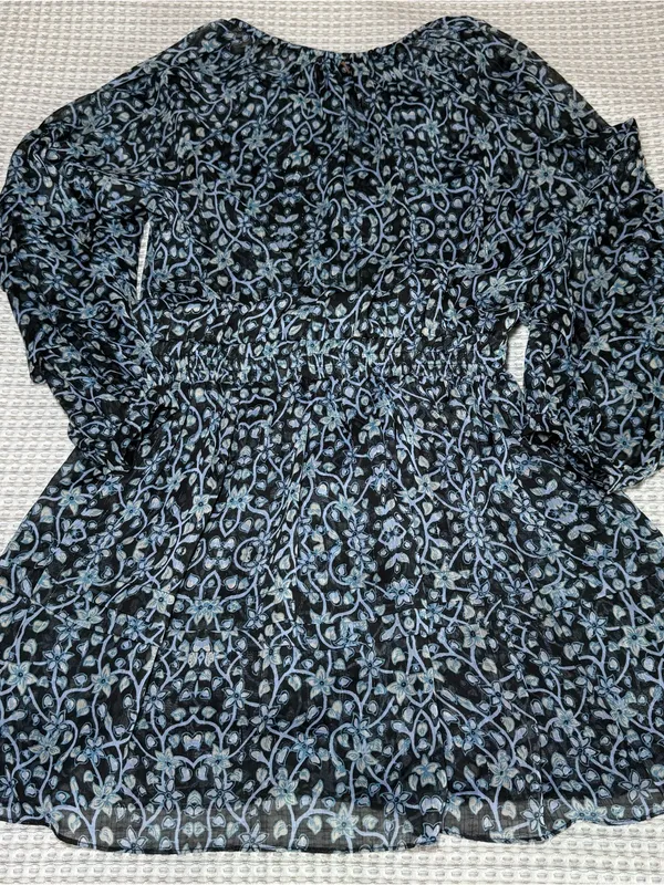Misa Los Angeles Karlisa Floral Black And Blue Dress Size Small V Neck Flowy - Image 8