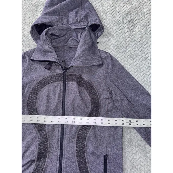 Lululemon Womens Stride Zip Up Hoodie High Collar Heathered Purple Fitted Sz 6 - Image 6