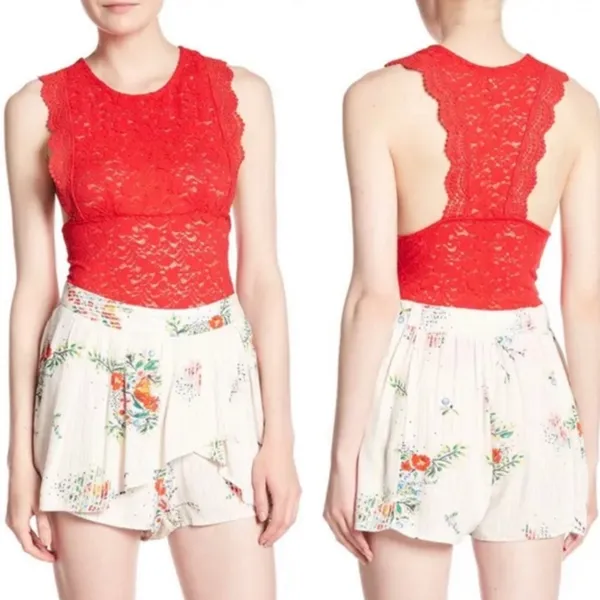 Free People Night Watcher Ivory Floral Patterned Flowy Shorts - Image 2