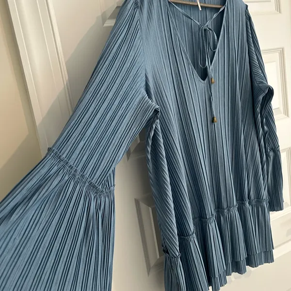 Free People Can’t Help It Pleated Mini Dress Blue Size M - Image 3