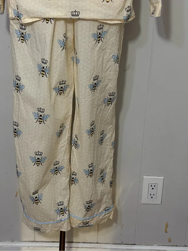 The Cat’s Pajamas Luxe Pima Queen Bee Honey Bee Pajama Set Size S - Image 8