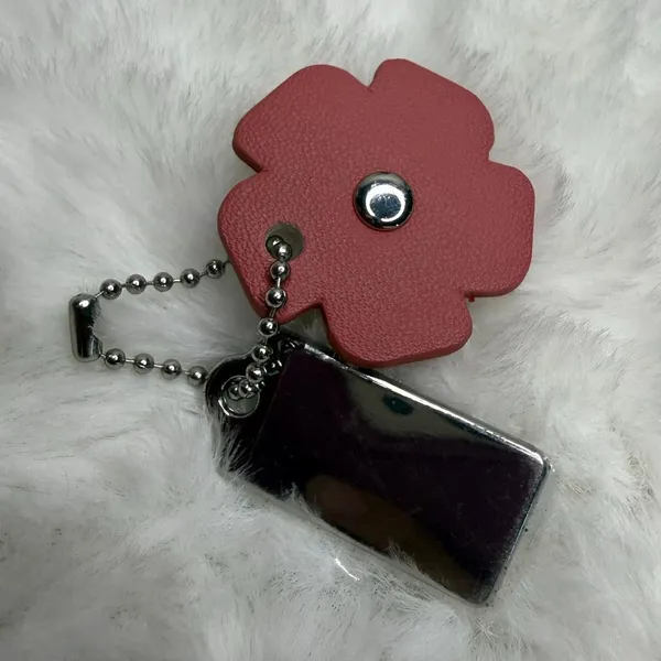 1.5" COACH Silver Tea Rose Flower Floral Bag Charm Hang Tag - Image 2
