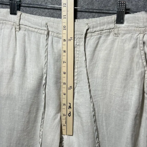 Caslon 100% Linen Pants Women M Beige Waist Drawstring Cropped Casual‎ - Image 5