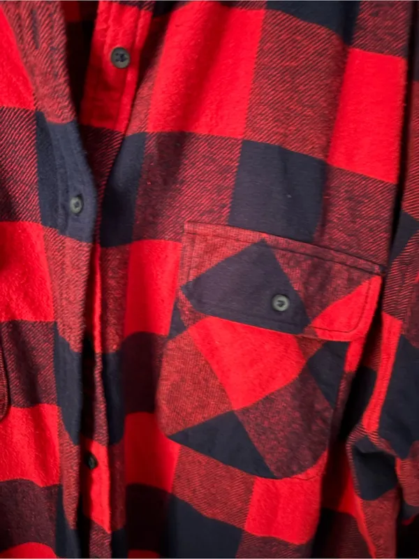 Aerie Buffalo Plaid Flannel Button-Up oversized boyfriend l Shirt women sz XL - Image 4