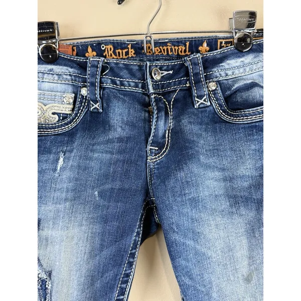 Rock Revival Jeans Womens 27 Effie Boot Cut Low Rise Rhinestone Flap Pockets - Image 5