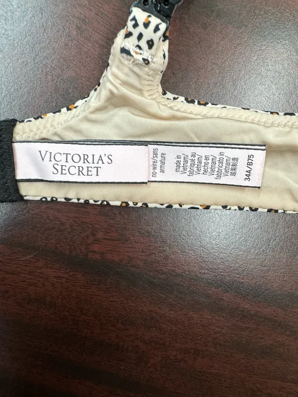 Victoria’s Secret Leopard Print Bra with Mesh No Wire Bra Size 34A - Image 4