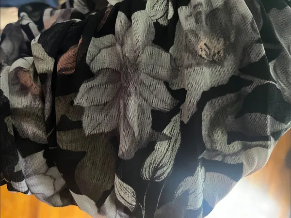 Honey Punch Black Floral Ruffled Mini Skirt with Pink & Cream Blooms - Image 4