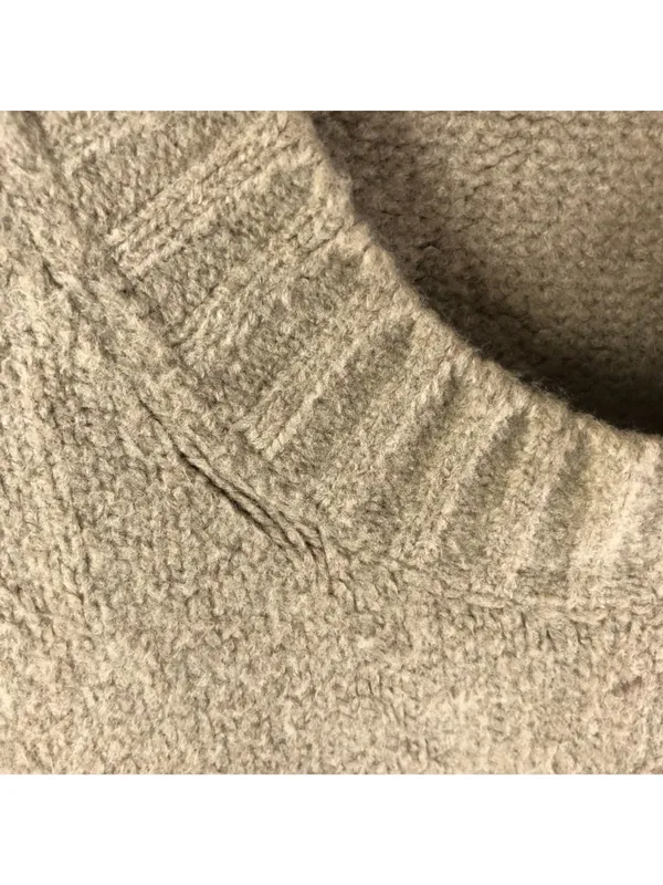 Open Edit Womens Sweater Oversized Chunky Knit Soft V Neck Beige S - Image 3
