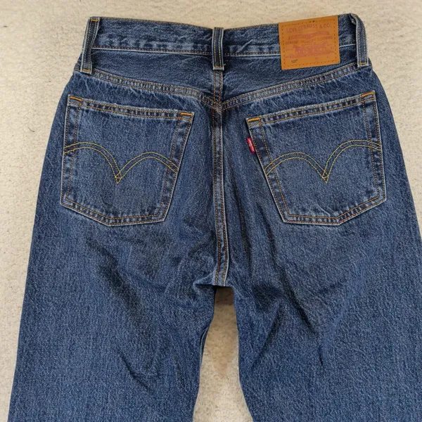 Levis Premium 501 Original Straight Leg Jeans Med Wash W25 L32 Rigid 100% Cotton - Image 9