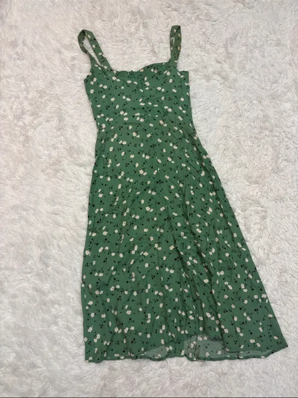 Reformation “Persimmon” green floral dress 2 - Image 6