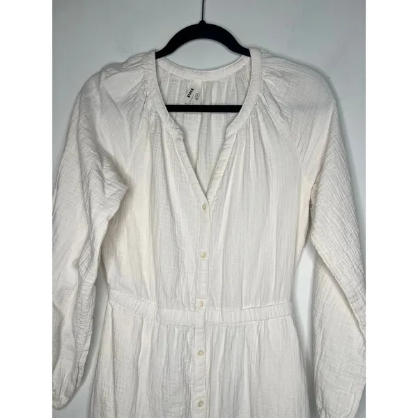 Pact Cream Gauze Midi Dress Size Small - Image 5
