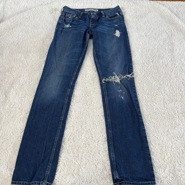 Y2K VTG Hollister Womens LR Jeans Straight Leg Sz 3 Cotton Streetwear Grunge Emo - Image 2