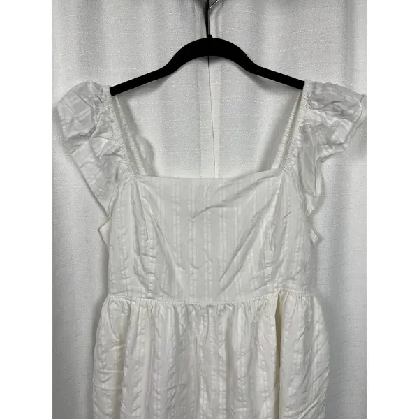 American Eagle White Flutter Sleeve Babydoll Smocked Romper Sz.L - Image 5