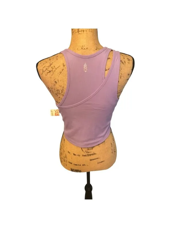 Free People Ribbed Crop Tank Top Size M Lilac - Image 5