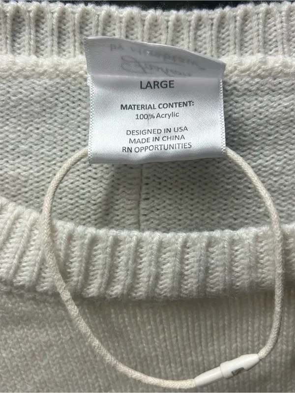 NWOT Fashion by Mirabeau USA Flag Embroidered Knit Crewneck Sweater: L - Image 5