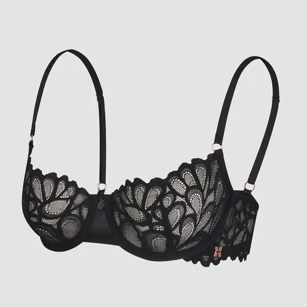 NWT Savage Not Sorry Unlined Mesh Lace Balconette Bra Size 32C Black Caviar - Image 2