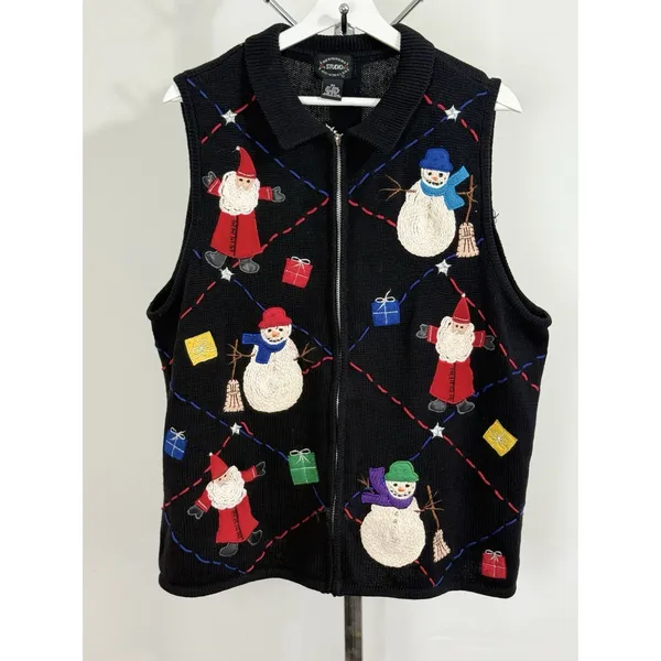 Vtg Designer Originals Studio Santa Ugly Sweater Vest 90’s Christmas Size 2X - Image 4