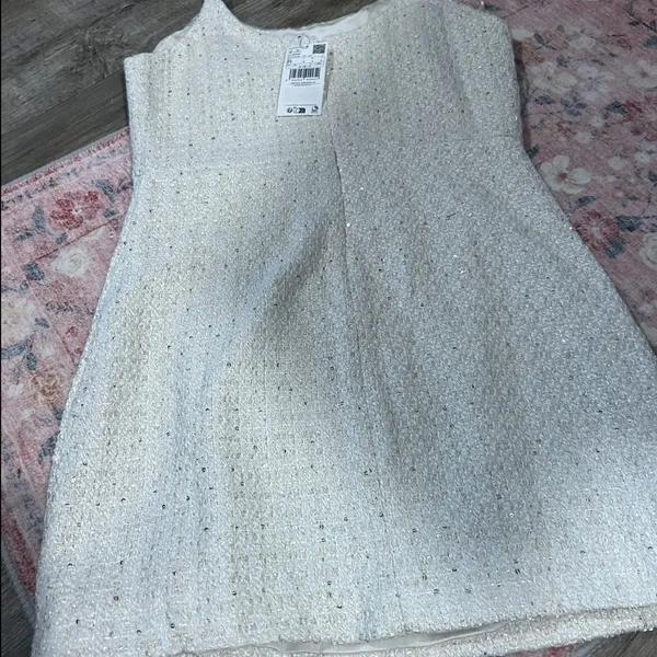 NWT Mango sequin knitted mini dress in light beige size‎ 6 - Image 9