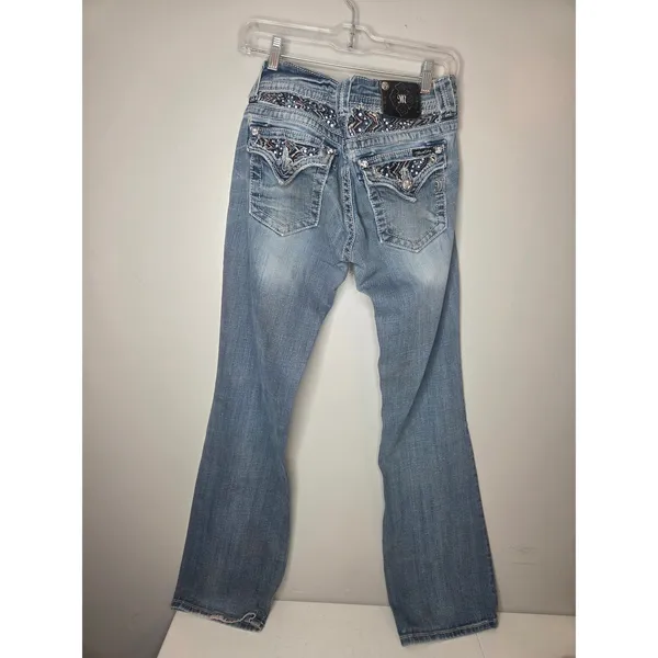 Miss Me Women’s 28 Light Wash Bootcut JP5487B Denim Jeans Rhinestone Detail - Image 3